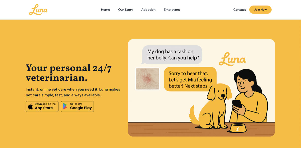 Luna, website built by Makai Web